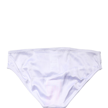 Dolce & Gabbana White Silk Stretch Mid Waist Brief Panty Underwear