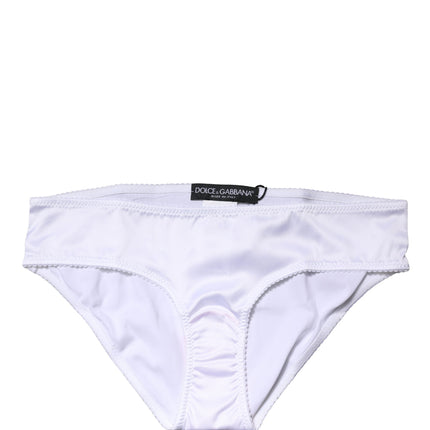 Dolce & Gabbana White Silk Stretch Mid Waist Brief Panty Underwear