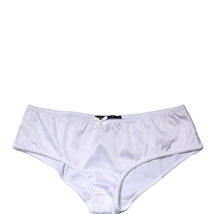 Dolce & Gabbana White Silk Stretch Mid Waist Brief Panty Underwear