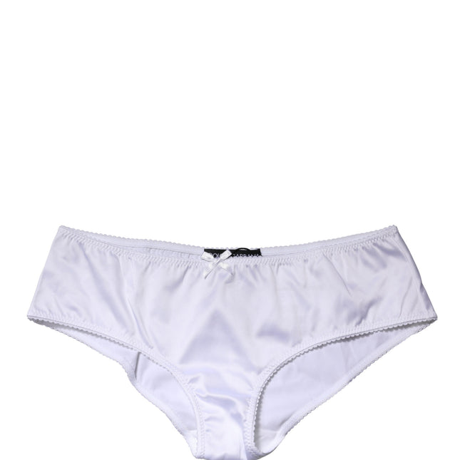 Dolce & Gabbana White Silk Stretch Mid Waist Brief Panty Underwear