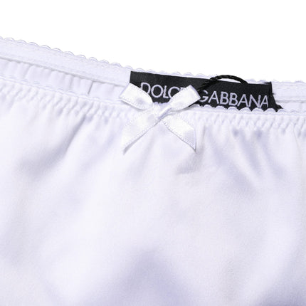 Dolce & Gabbana White Silk Stretch Mid Waist Brief Panty Underwear