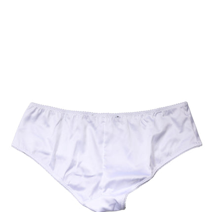 Dolce & Gabbana White Silk Stretch Mid Waist Brief Panty Underwear