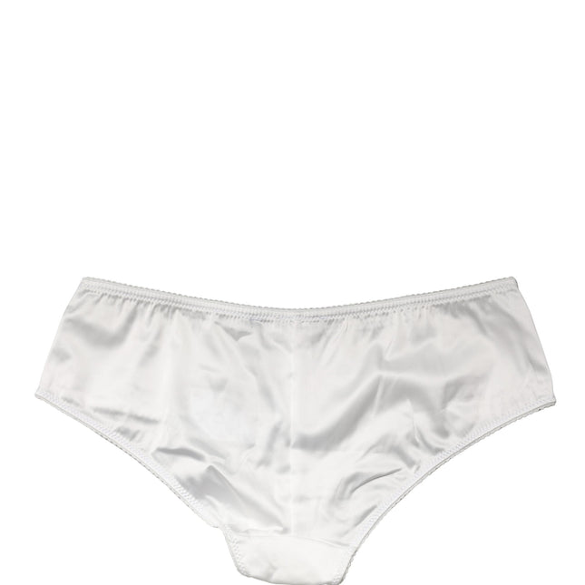 Dolce & Gabbana White Silk Stretch Mid Waist Brief Panty Underwear