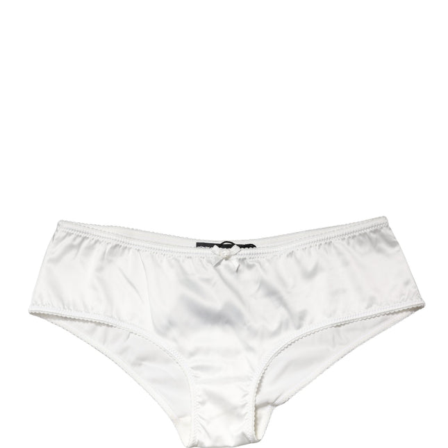 Dolce & Gabbana White Silk Stretch Mid Waist Brief Panty Underwear