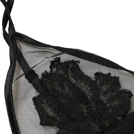 Dolce & Gabbana Black Floral Soft Cup Triangle Bra Underwear