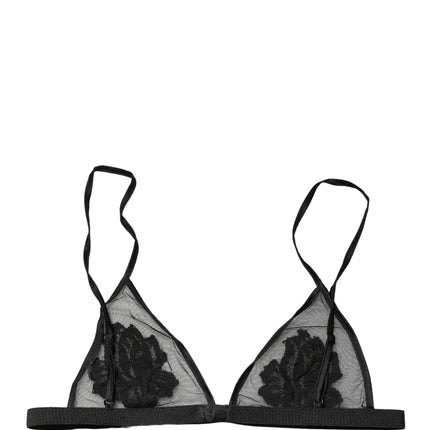 Dolce & Gabbana Black Floral Soft Cup Triangle Bra Underwear