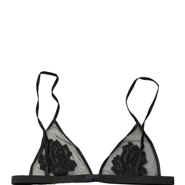 Dolce & Gabbana Black Floral Soft Cup Triangle Bra Underwear