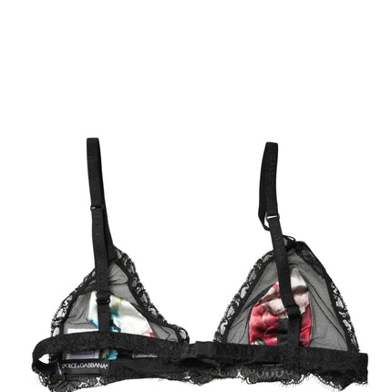 Dolce & Gabbana Black Floral Soft Cup Triangle Bra Underwear