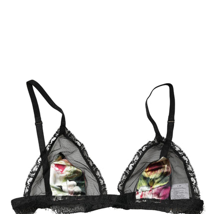 Dolce & Gabbana Black Floral Soft Cup Triangle Bra Underwear