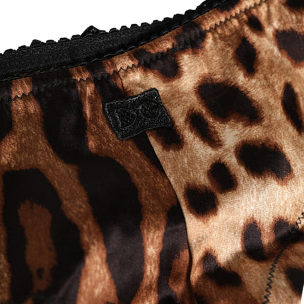 Dolce & Gabbana Black Brown Leopard Mid Waist Brief Panty Underwear