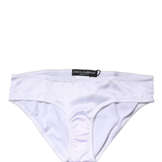 Dolce & Gabbana White Silk Stretch Mid Waist Brief Panty Underwear