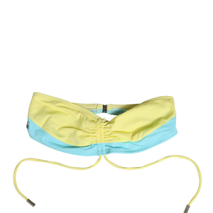 Pyrex Yellow Blue Bandeau Top Bikini Bottom 2 Piece Swimwear