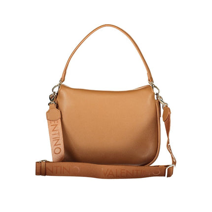 Mario Valentino Brown Polyurethane Women's Bag with Removable Shoulder Strap