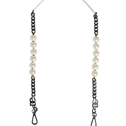 Dolce & Gabbana White Leather Silver Chain Bag Accessory Shoulder Strap