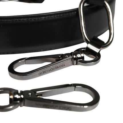 Dolce & Gabbana Black Leather Silver Chain Bag Accessory Shoulder Strap