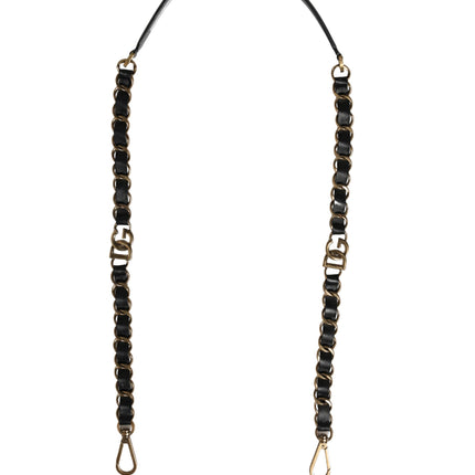 Dolce & Gabbana Black Leather Gold Chain Bag Accessory Shoulder Strap