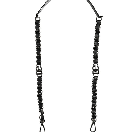 Dolce & Gabbana Black Leather Silver Chain Bag Accessory Shoulder Strap