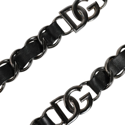 Dolce & Gabbana Black Leather Silver Chain Bag Accessory Shoulder Strap