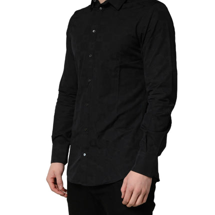 Dolce & Gabbana Black MARTINI Cotton Slim Dress Formal Shirt