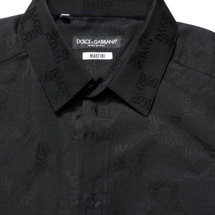 Dolce & Gabbana Black MARTINI Cotton Slim Dress Formal Shirt