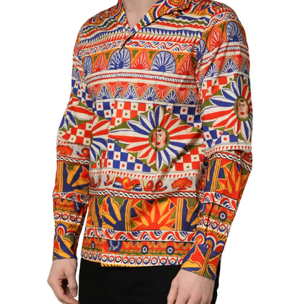 Dolce & Gabbana Multicolor Sicilian Carretto Twill Cotton Men Shirt