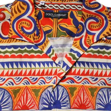 Dolce & Gabbana Multicolor Sicilian Carretto Twill Cotton Men Shirt