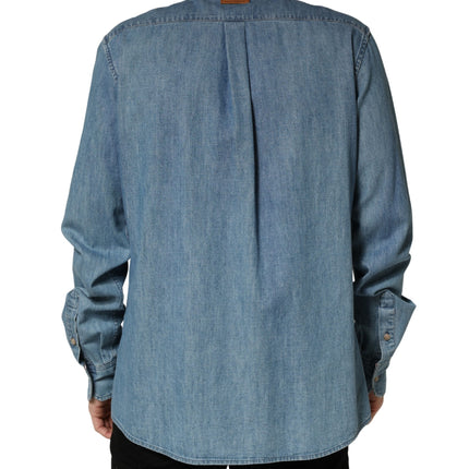 Dolce & Gabbana Blue Cotton Stretch Casual Denim Slim Shirt