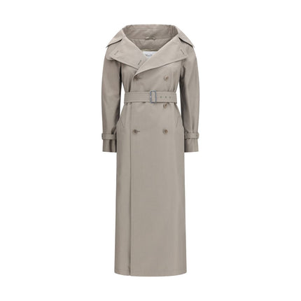 Max Mara Gray Cotton Trench Coat Max Mara