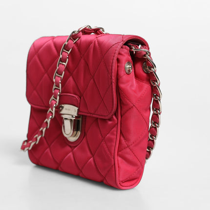 Prada Pink Quilted Tessuto Impuntu Nylon Flap Crossbody Bag