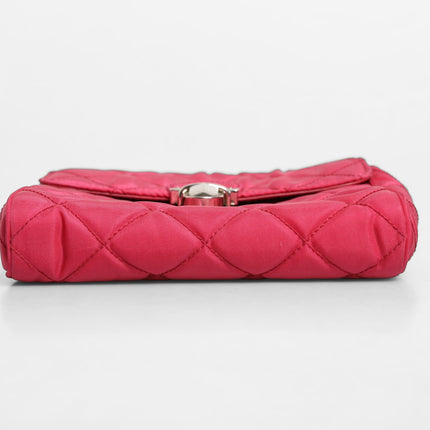 Prada Pink Quilted Tessuto Impuntu Nylon Flap Crossbody Bag