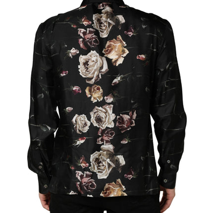 Dolce & Gabbana Black Floral Print Long Sleeves Casual Shirt