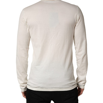 Dolce & Gabbana White Long Sleeves Henley Pullover Sweater
