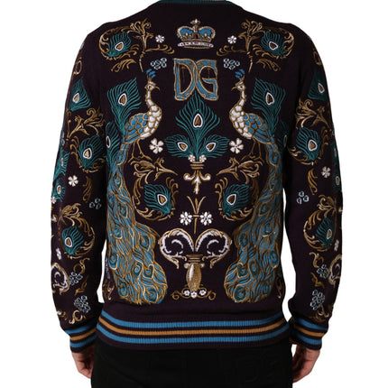 Dolce & Gabbana Bordeaux Cashmere Crown Embroidered Sweater
