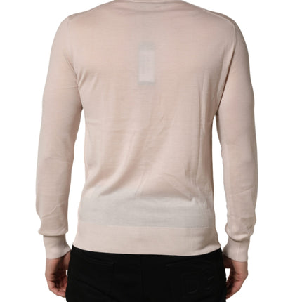 Dolce & Gabbana Beige Cashmere V-neck Men Pullover Sweater