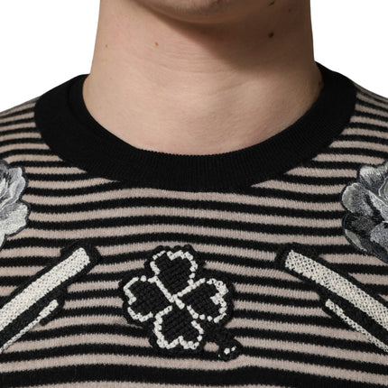 Dolce & Gabbana Multicolor Cashmere Striped CrewNeck Sweater