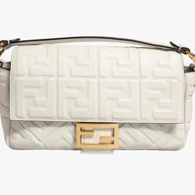 Fendi FF Embossed Baguette Nappa Leather Bag