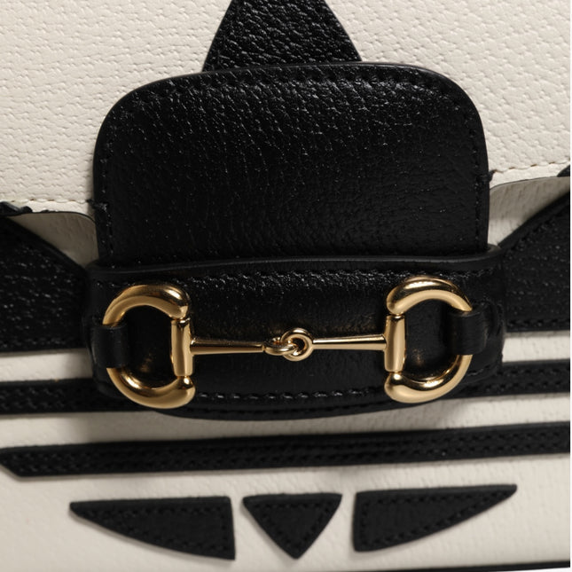 Gucci x Adidas Horsebit 1955 White Black Calfskin Leather Shoulder Bag