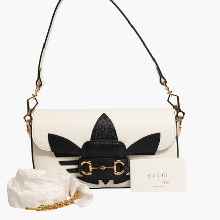 Gucci x Adidas Horsebit 1955  White Black Calfskin Leather Shoulder Bag