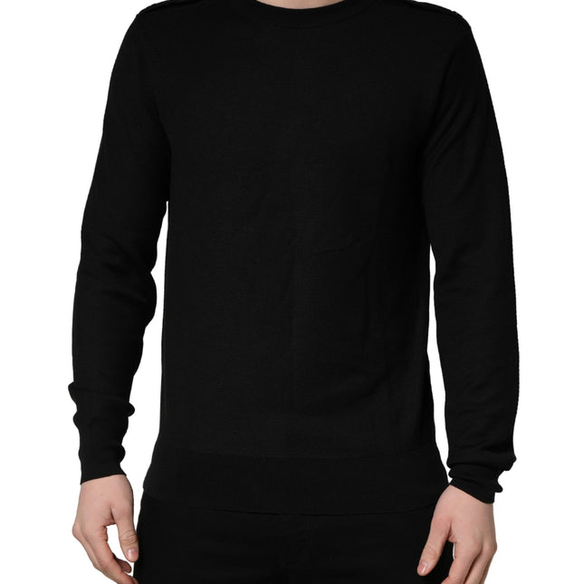 Dolce & Gabbana Black Crew Neck Long Sleeve Pullover Sweater