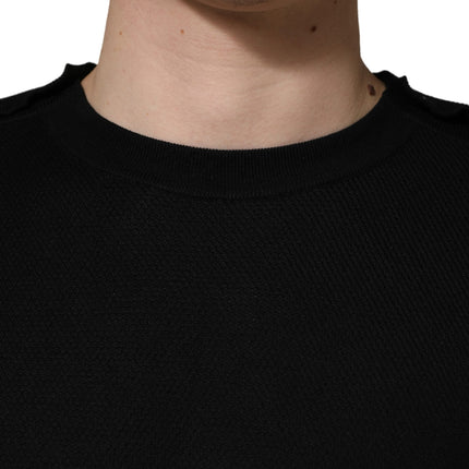 Dolce & Gabbana Black Crew Neck Long Sleeve Pullover Sweater