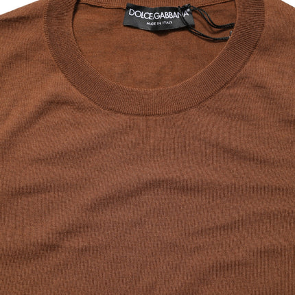 Dolce & Gabbana Brown Cashmere Men Crew Neck Pullover Sweater