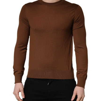 Dolce & Gabbana Brown Cashmere Men Crew Neck Pullover Sweater