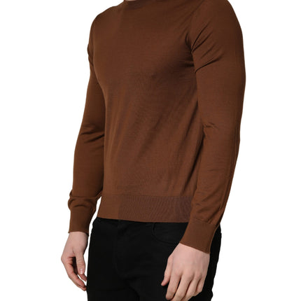 Dolce & Gabbana Brown Cashmere Men Crew Neck Pullover Sweater