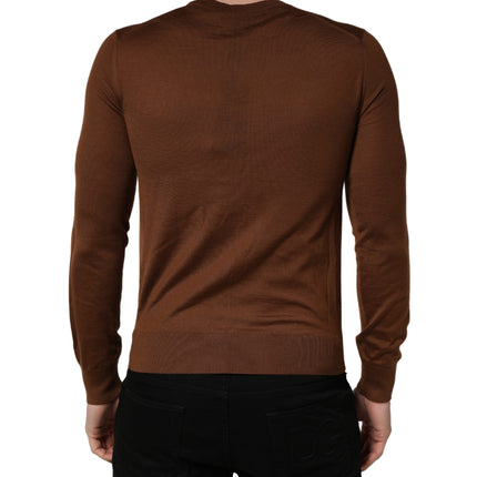 Dolce & Gabbana Brown Cashmere Men Crew Neck Pullover Sweater