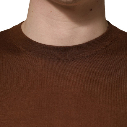 Dolce & Gabbana Brown Cashmere Men Crew Neck Pullover Sweater
