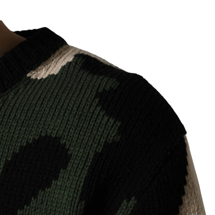 Dolce & Gabbana Multicolor Intarsia Knit Camouflage Pullover Sweater