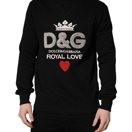 Dolce & Gabbana Black Embellished Cotton Sweatshirt Sweater
