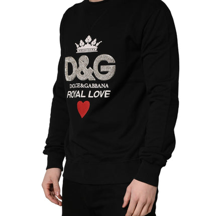 Dolce & Gabbana Black Embellished Cotton Sweatshirt Sweater