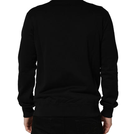 Dolce & Gabbana Black Embellished Cotton Sweatshirt Sweater