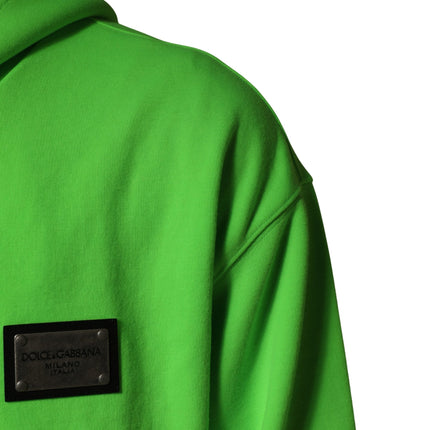 Dolce & Gabbana Green FullZip Fleece HoodedSweatshirt Sweater
